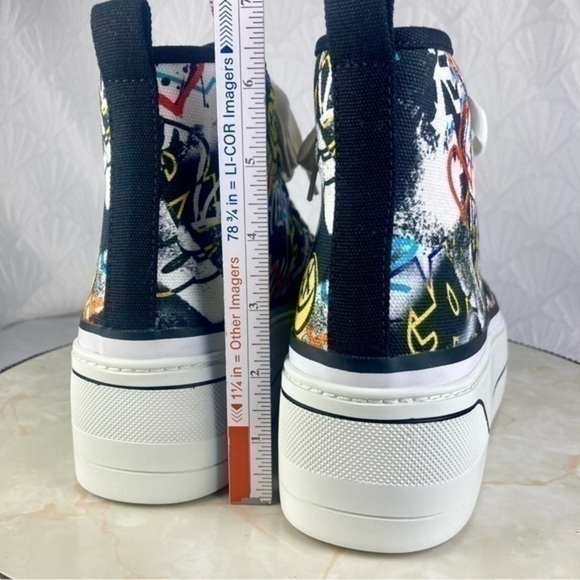 D’Amelio High Top Platform Retro Sneakers Sz 8 Black Graffiti Eyekonn Y2K Shoes - Picture 9 of 11